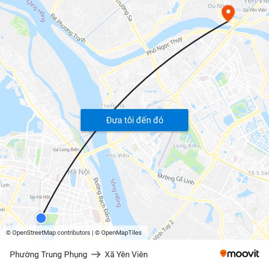 Phường Trung Phụng to Xã Yên Viên map