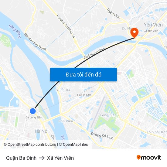 Quận Ba Đình to Xã Yên Viên map