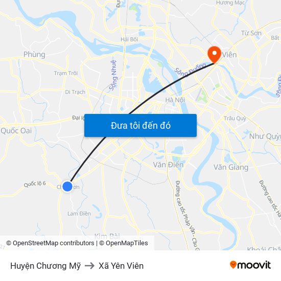 Huyện Chương Mỹ to Xã Yên Viên map