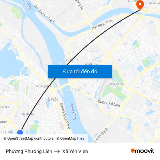 Phường Phương Liên to Xã Yên Viên map