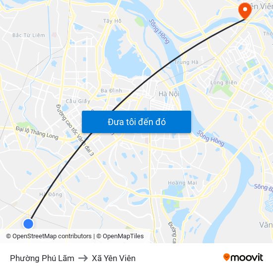 Phường Phú Lãm to Xã Yên Viên map