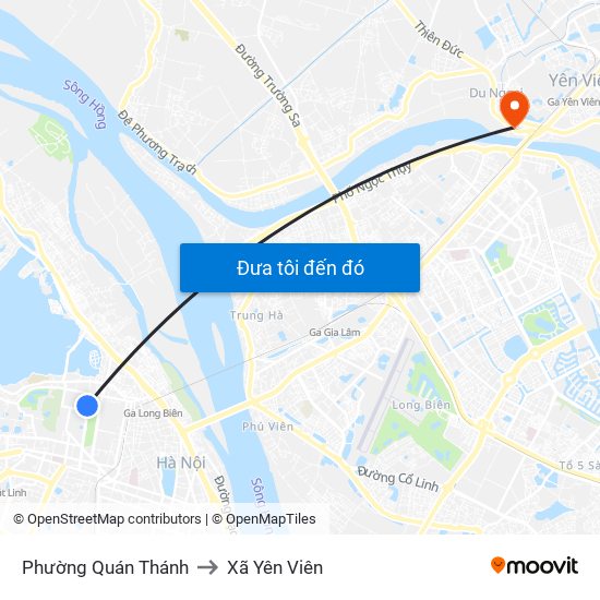 Phường Quán Thánh to Xã Yên Viên map
