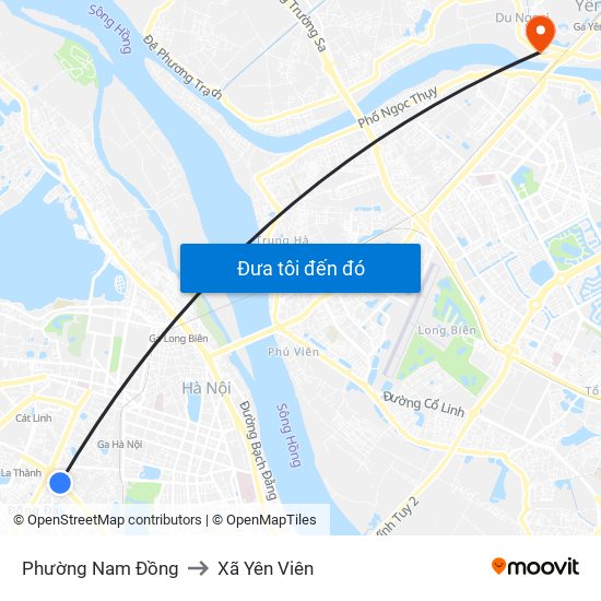 Phường Nam Đồng to Xã Yên Viên map