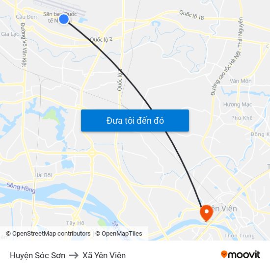 Huyện Sóc Sơn to Xã Yên Viên map