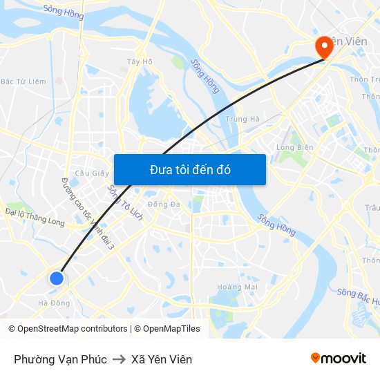 Phường Vạn Phúc to Xã Yên Viên map