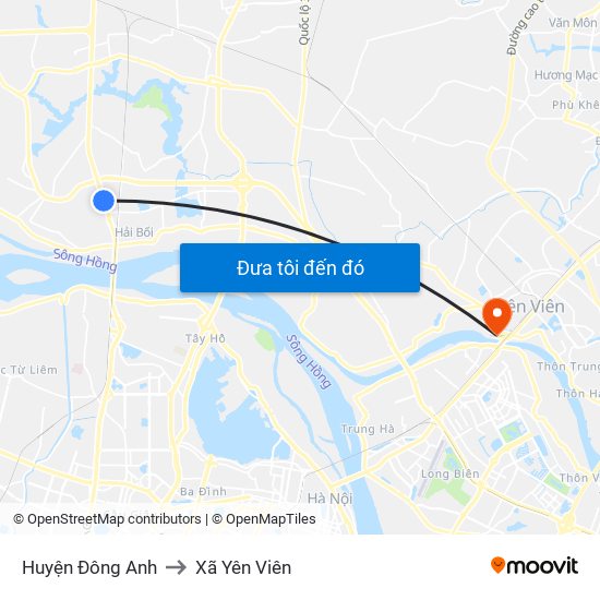 Huyện Đông Anh to Xã Yên Viên map