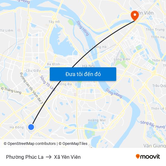 Phường Phúc La to Xã Yên Viên map