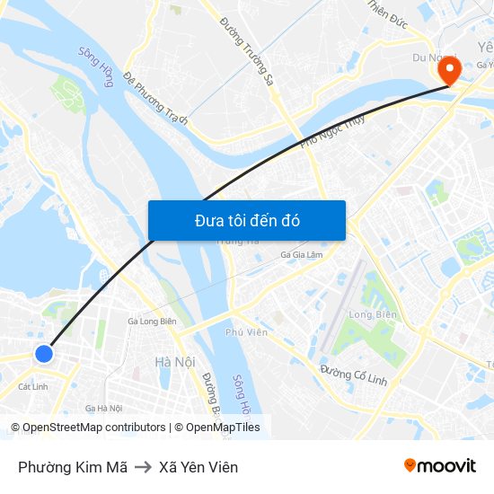 Phường Kim Mã to Xã Yên Viên map