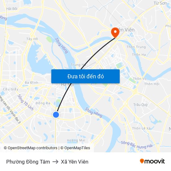 Phường Đồng Tâm to Xã Yên Viên map