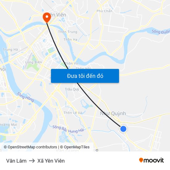 Văn Lâm to Xã Yên Viên map