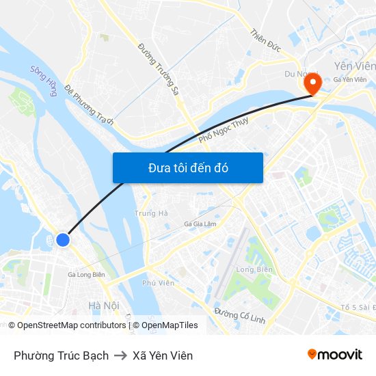 Phường Trúc Bạch to Xã Yên Viên map