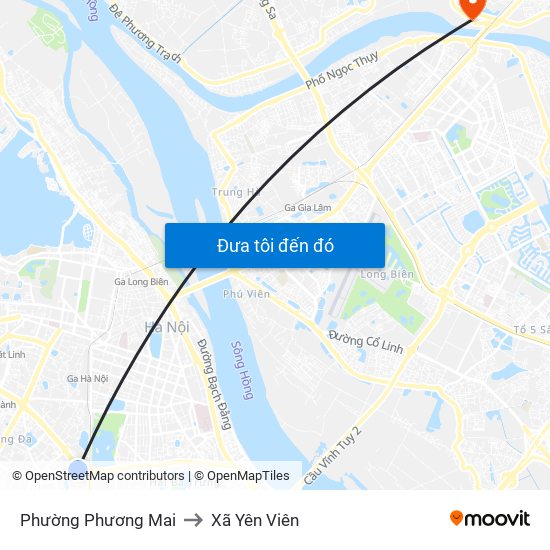 Phường Phương Mai to Xã Yên Viên map