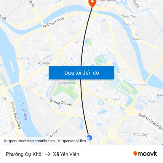 Phường Cự Khối to Xã Yên Viên map