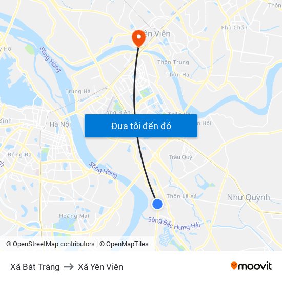 Xã Bát Tràng to Xã Yên Viên map