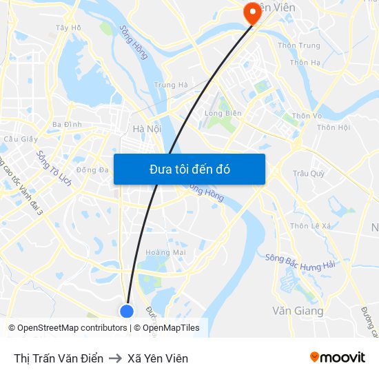 Thị Trấn Văn Điển to Xã Yên Viên map
