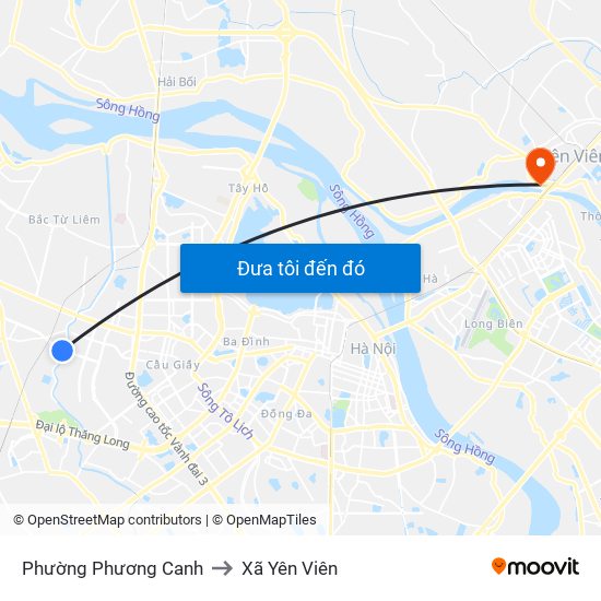 Phường Phương Canh to Xã Yên Viên map