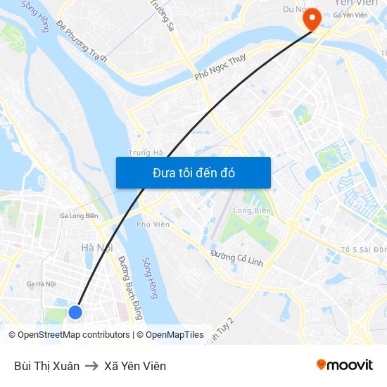 Bùi Thị Xuân to Xã Yên Viên map