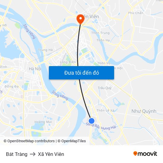 Bát Tràng to Xã Yên Viên map