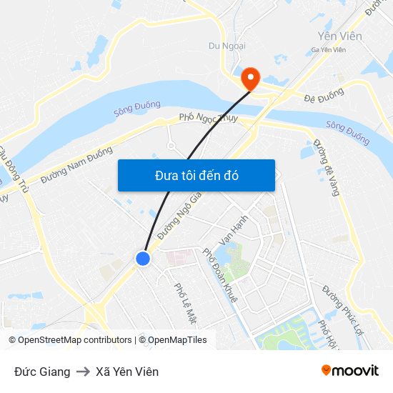 Đức Giang to Xã Yên Viên map