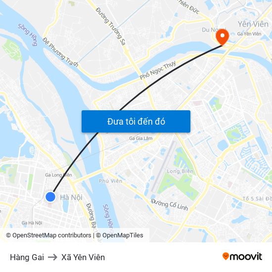 Hàng Gai to Xã Yên Viên map