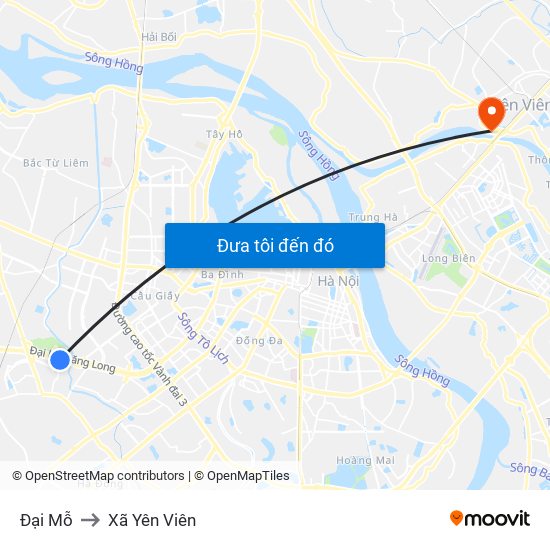 Đại Mỗ to Xã Yên Viên map