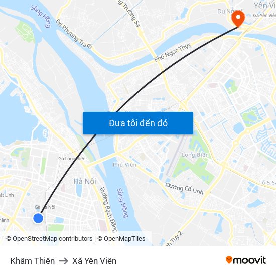 Khâm Thiên to Xã Yên Viên map