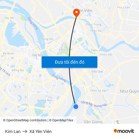 Kim Lan to Xã Yên Viên map