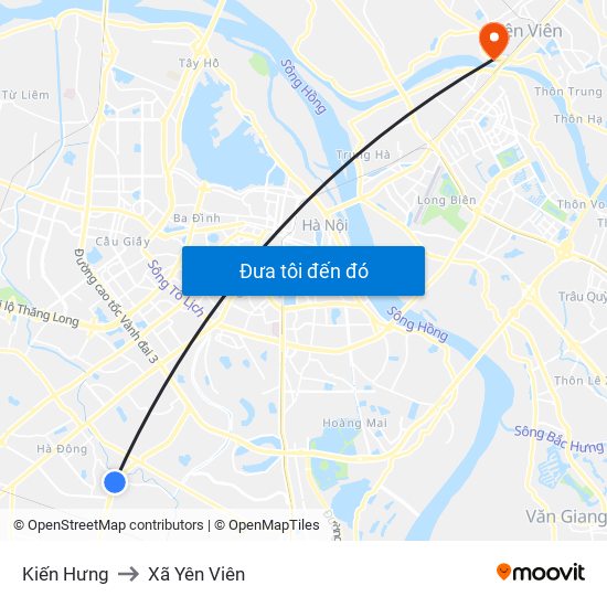 Kiến Hưng to Xã Yên Viên map