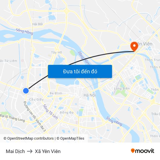 Mai Dịch to Xã Yên Viên map