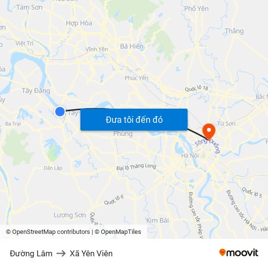 Đường Lâm to Xã Yên Viên map