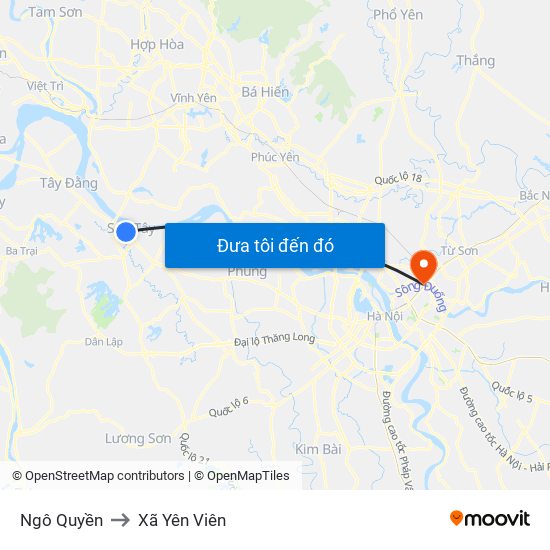 Ngô Quyền to Xã Yên Viên map