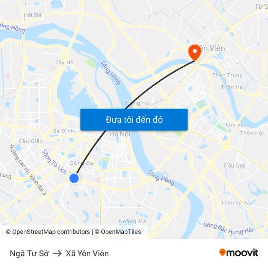 Ngã Tư Sở to Xã Yên Viên map