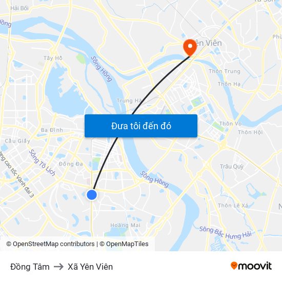 Đồng Tâm to Xã Yên Viên map