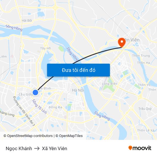 Ngọc Khánh to Xã Yên Viên map