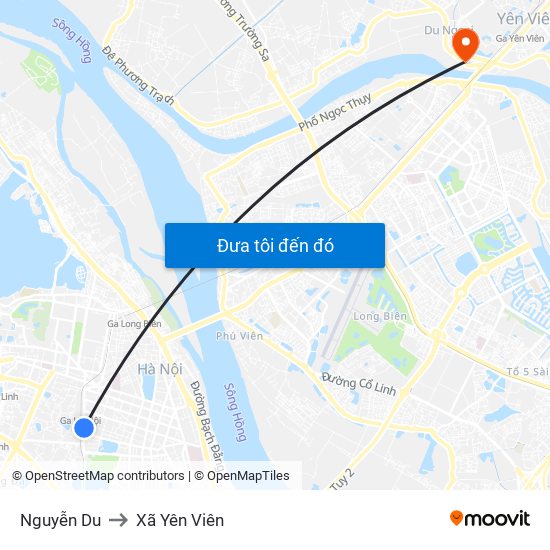 Nguyễn Du to Xã Yên Viên map