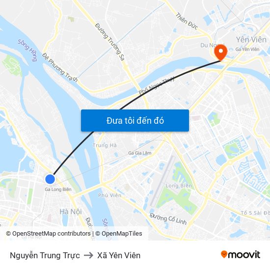 Nguyễn Trung Trực to Xã Yên Viên map