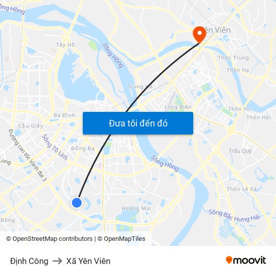 Định Công to Xã Yên Viên map