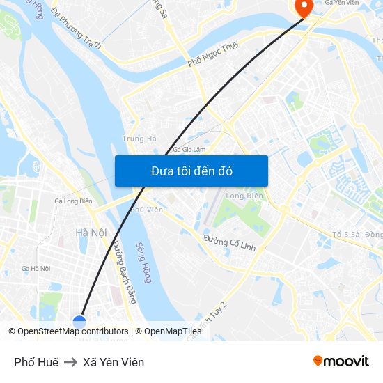 Phố Huế to Xã Yên Viên map