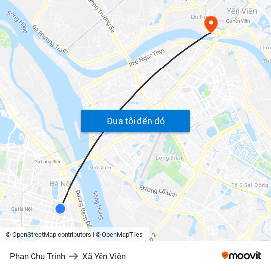 Phan Chu Trinh to Xã Yên Viên map