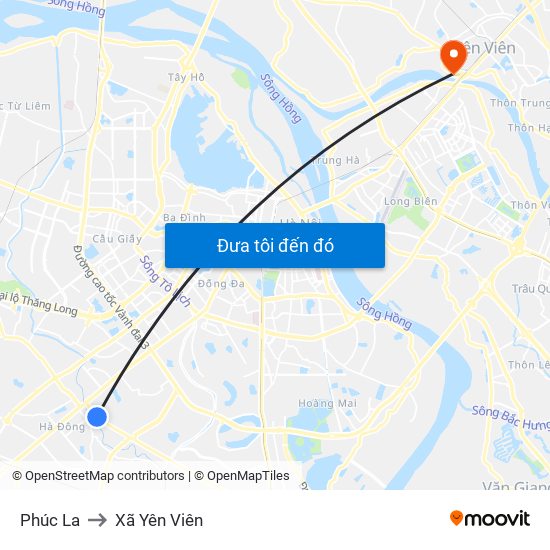 Phúc La to Xã Yên Viên map