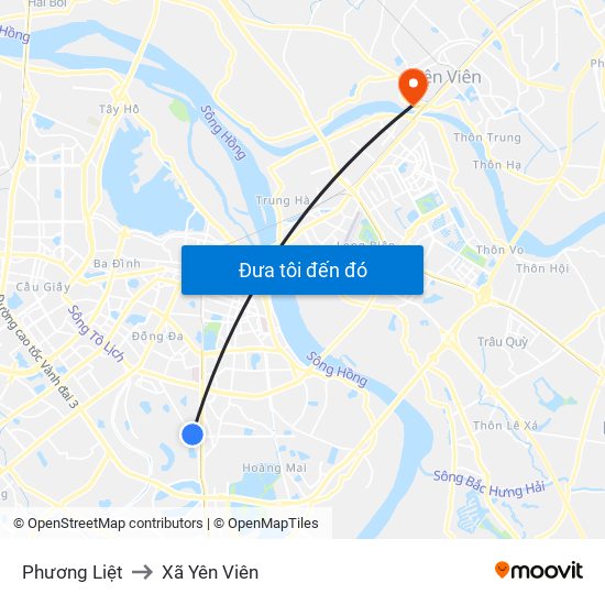 Phương Liệt to Xã Yên Viên map