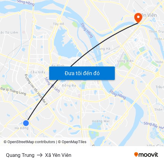 Quang Trung to Xã Yên Viên map