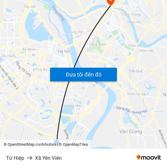 Tứ Hiệp to Xã Yên Viên map