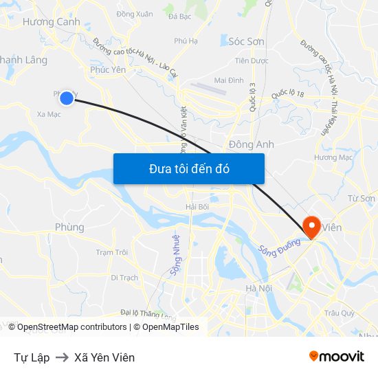 Tự Lập to Xã Yên Viên map