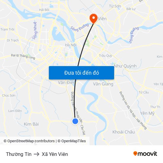 Thường Tín to Xã Yên Viên map