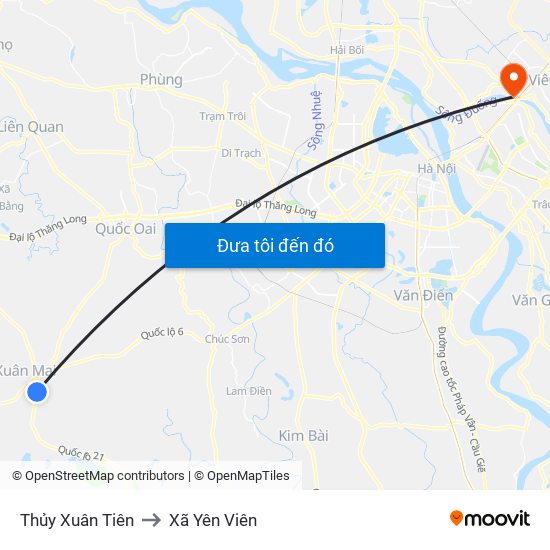 Thủy Xuân Tiên to Xã Yên Viên map