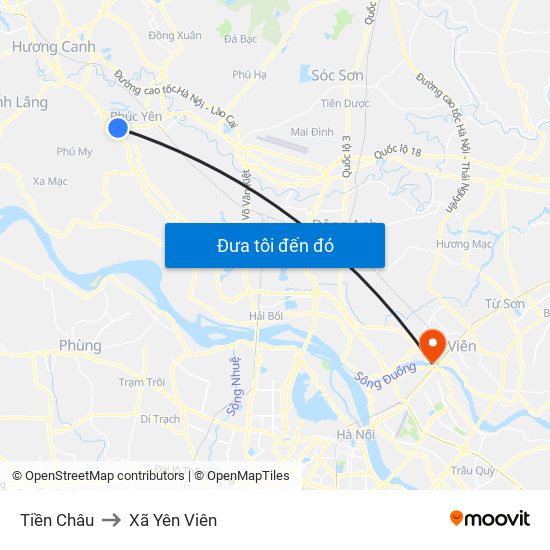 Tiền Châu to Xã Yên Viên map