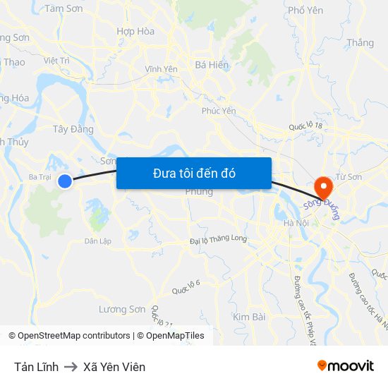 Tản Lĩnh to Xã Yên Viên map
