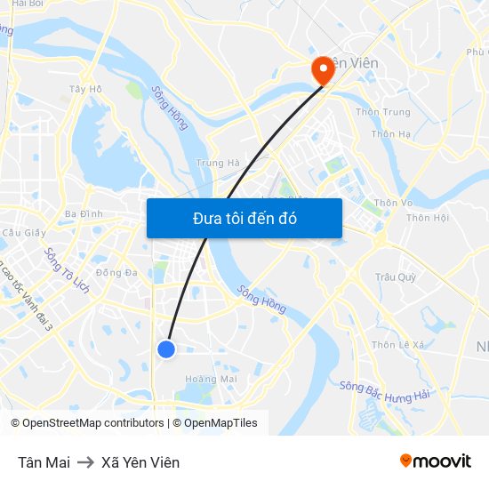Tân Mai to Xã Yên Viên map