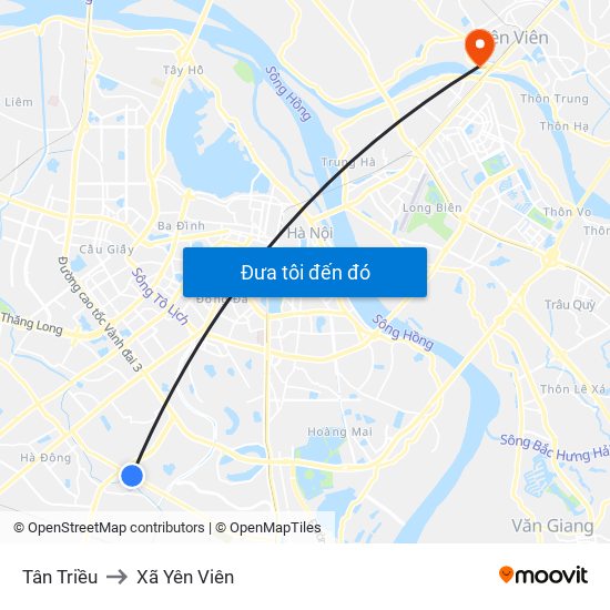 Tân Triều to Xã Yên Viên map